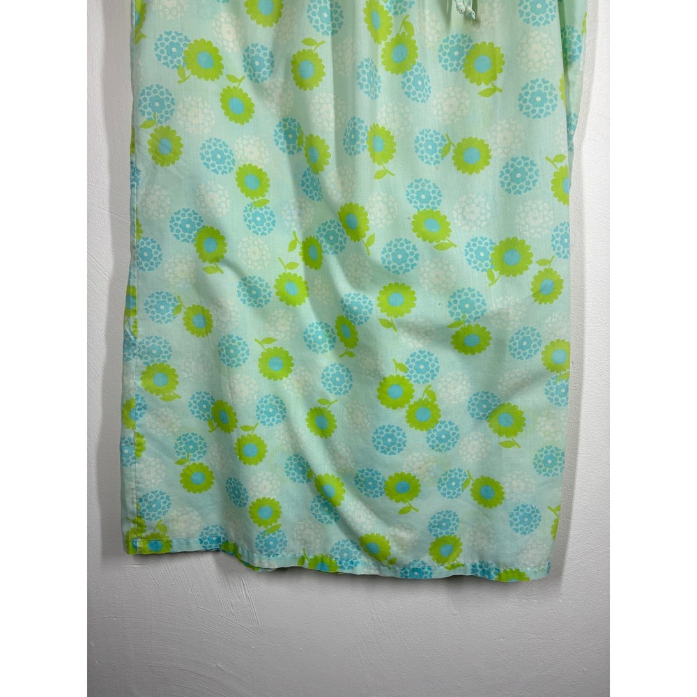 Vintage Dutchmaid Blue Green Floral Mod Shift Nightgown Dress Medium 12 28-30 - Picture 3 of 8